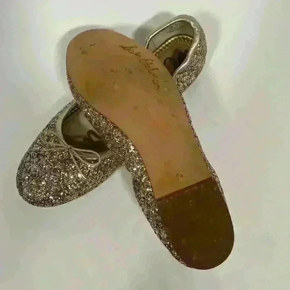 Sam Edelman Felicia Ballet Slippers Glitter Leather Women Size 7.5 - Picture 4 of 6